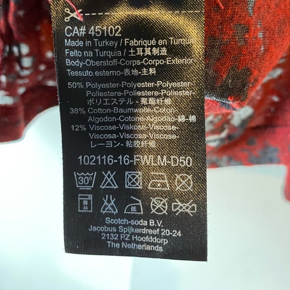 Scotch & Soda Nomadic Dreamers Mason and Scotch Red Top Drop Shoulder Burnout - Picture 8 of 8